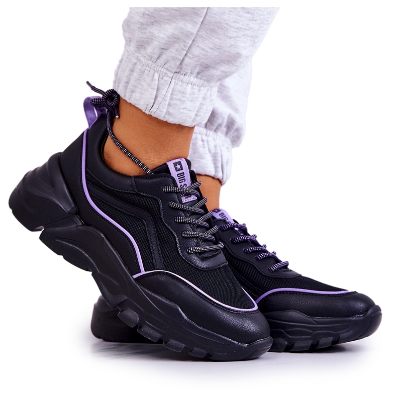 Memory Foam Big Star JJ274786 Chaussures de sport noires le noir violet Memory Foam Big Star JJ274786 Chaussures de sport noires le noir violet