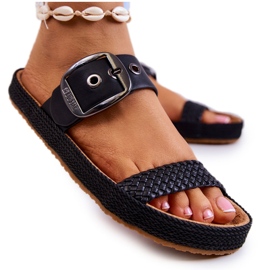 Chaussons à la mode avec une boucle Big Star JJ274730 Noir