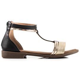 W. Potocki Sandales noires Potocki doré
