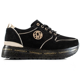 Filippo Baskets mode en cuir noir