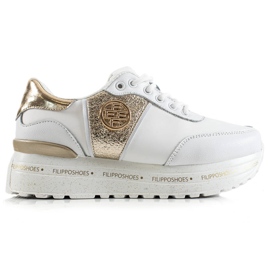 Filippo Baskets en cuir à la mode blanche d'or