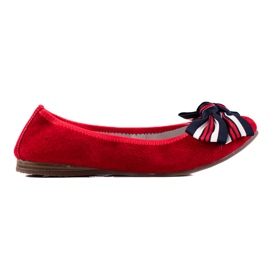Filippo Ballerine En Cuir Avec Un Nœud rouge Filippo Ballerine En Cuir Avec Un Nœud rouge