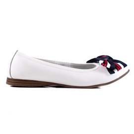 Filippo Ballerine En Cuir Avec Un Nœud blanche