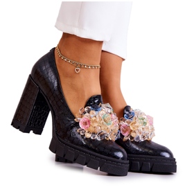 PA2 Escarpins élégants avec ornement de serpents Caterine noirs le noir