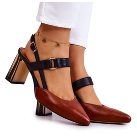 Sergio Leone Escarpins en cuir à la mode Maciejka 05498-29 Marron et Noir brun