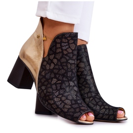 Bottes en cuir sur un poteau Maciejka 05507-01 Noir et Or doré