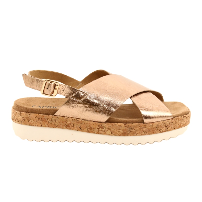 Caprice Sandales en cuir féminin sur la plate-forme 9-28712 933 Pink-Gold d'or