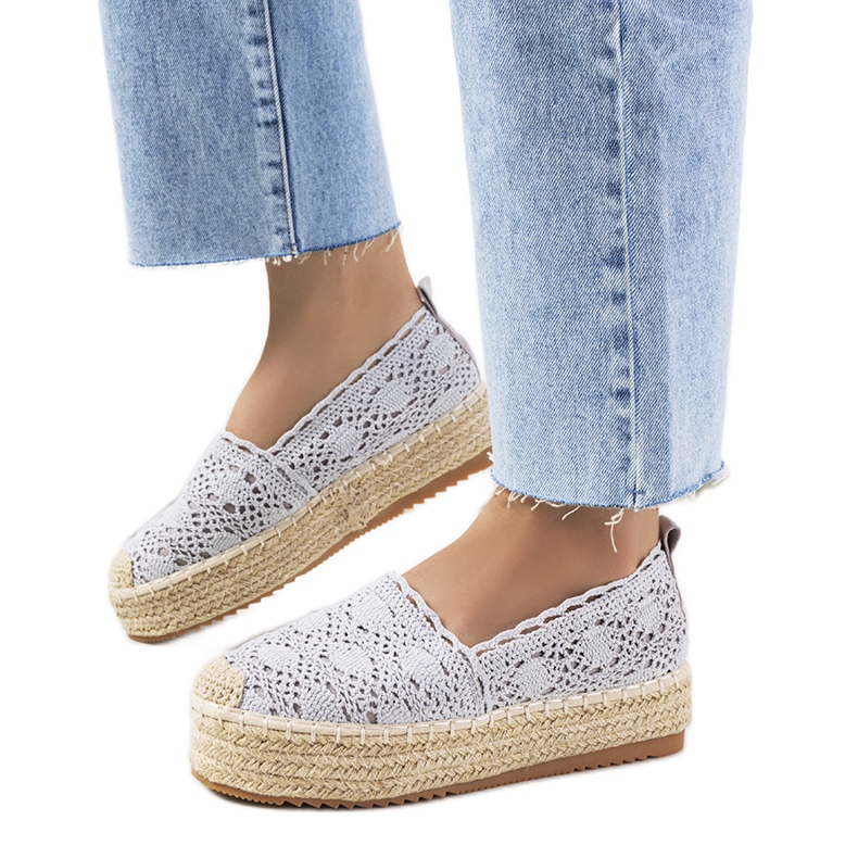 Espadrilles en dentelle grise sur la plateforme Akker Espadrilles en dentelle grise sur la plateforme Akker