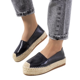 Espadrilles brillantes noires sur la plateforme Feiken le noir