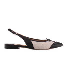 Marco Shoes Sandales en cuir naturel et tissu noir