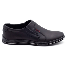 Polbut Mocassins masculins insérés à partir du cuir 334 noir le noir