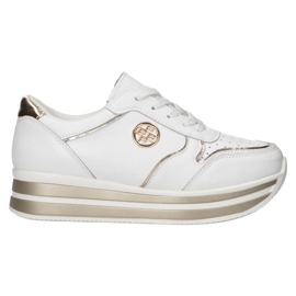 Baskets en cuir Filippo DP3682 / 22 WH blanc doré