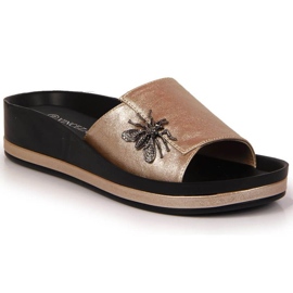 Chaussons compensés avec un insecte Vinceza W JAN118B doré d'or