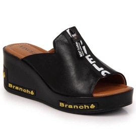 Chaussons compensés noirs avec inscriptions Vinceza W JAN109