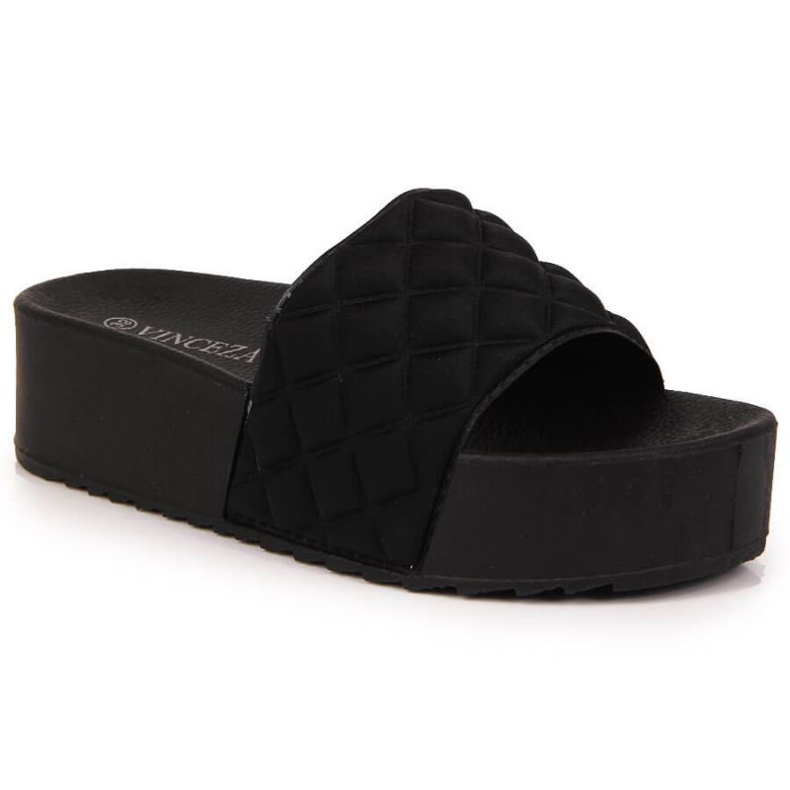 Chaussons compensés matelassés Vinceza W JAN110 noir le noir