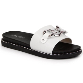 Chaussons avec une chaîne Vinceza W JAN111B blanc blanche