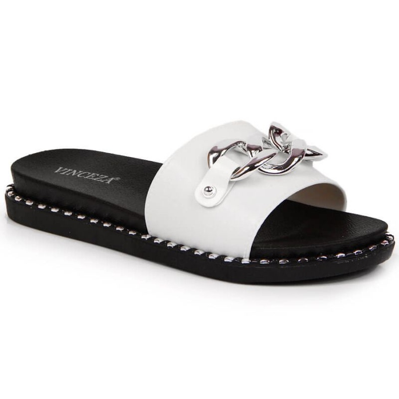 Chaussons avec une chaîne Vinceza W JAN111B blanc blanche