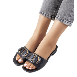 Sandales à talons plats noires de Cammeray le noir