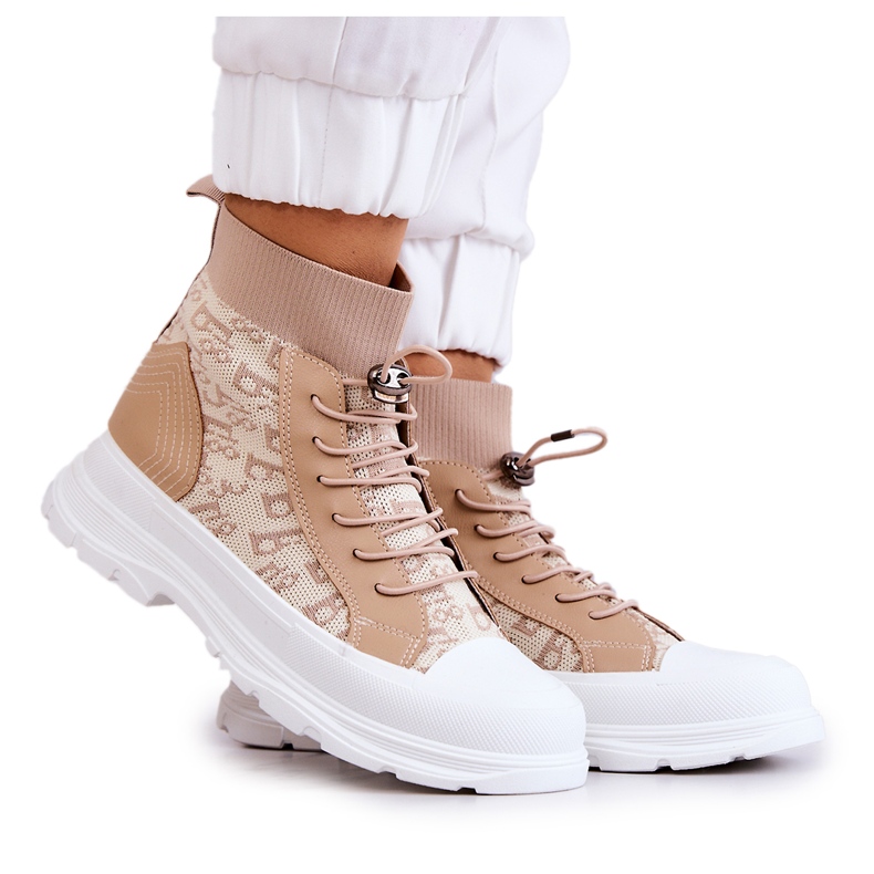 FW1 Baskets à la mode High Sock Beige Collin