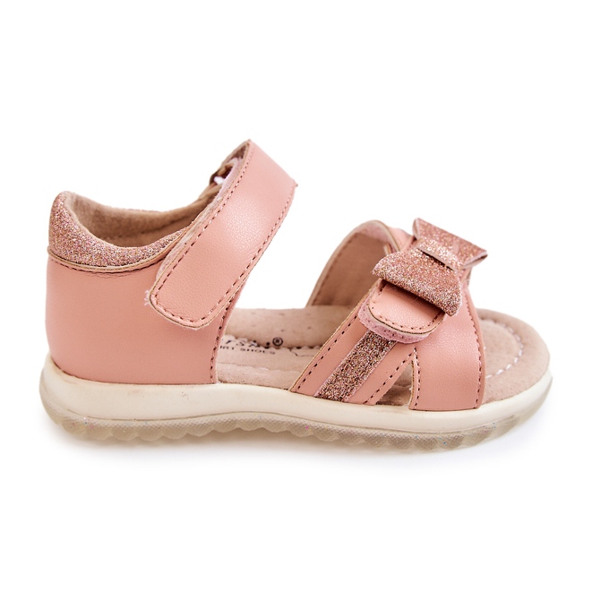 S.Barski Sandales Enfant Cuir Avec Velcro Rose Lolly