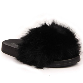 Chaussons en fourrure Vinceza W JAN97A noirs