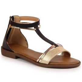 Sandales romaines Potocki W WOL73A noir doré