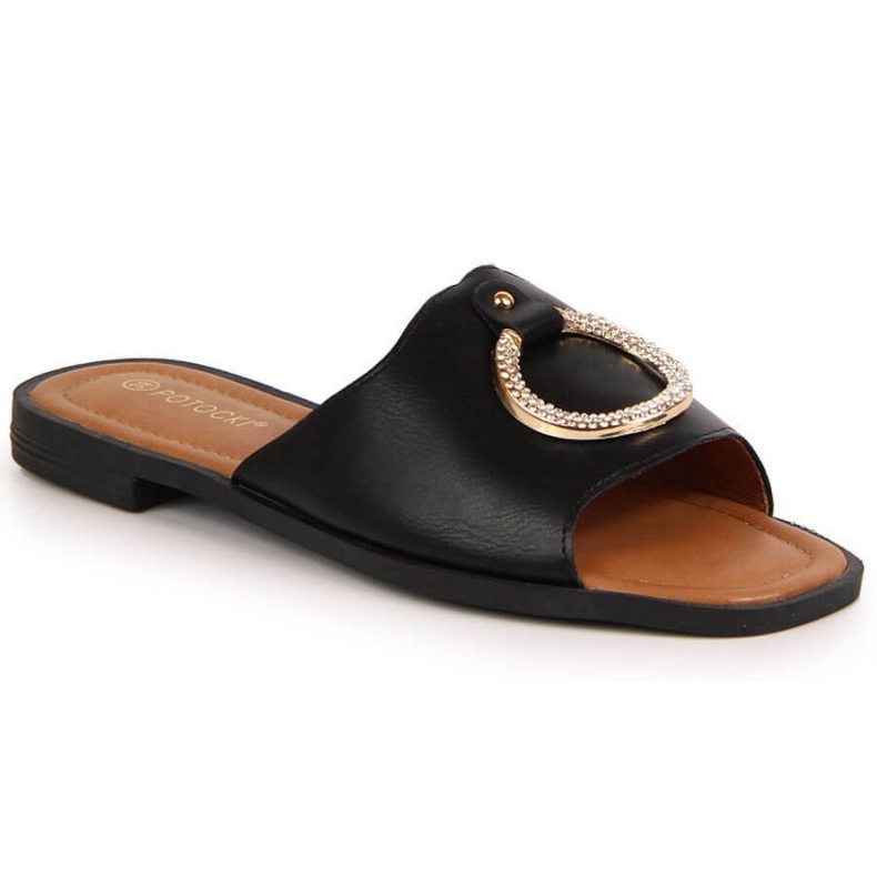 Chaussons noirs avec décoration Potocki W WOL74A le noir