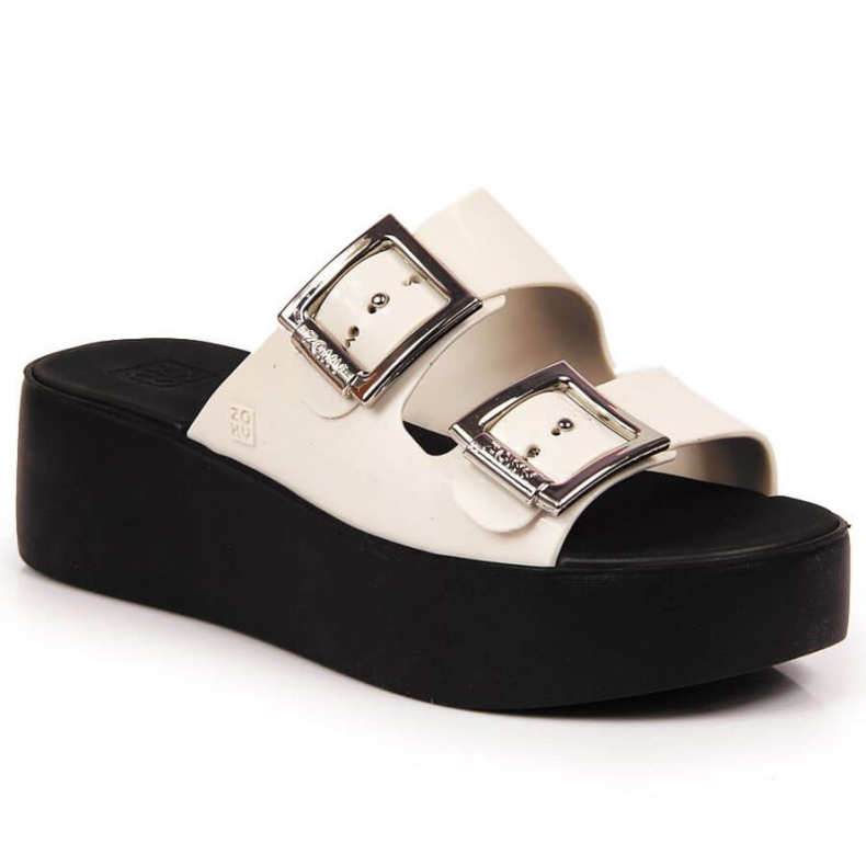 Chaussons en caoutchouc sur la plate-forme Zaxy W INT1707 blanc blanche
