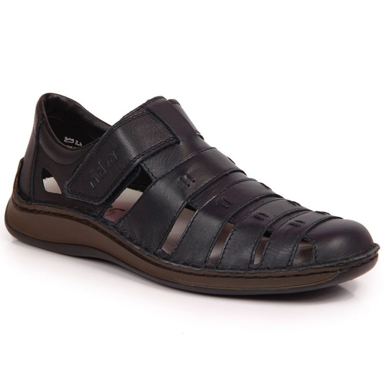 Chaussures en cuir avec velcro Rieker M RKR520 le noir