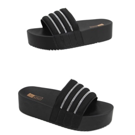 Tongs à semelles hautes Leah Black noir
