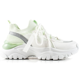 TRENDI Baskets à lacets confortables blanche vert