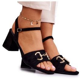 S.Barski Sandales à talons hauts en daim avec décoration Darlen noire le noir