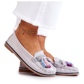 Mocassins Femme En Daim À Franges Gris Laressa