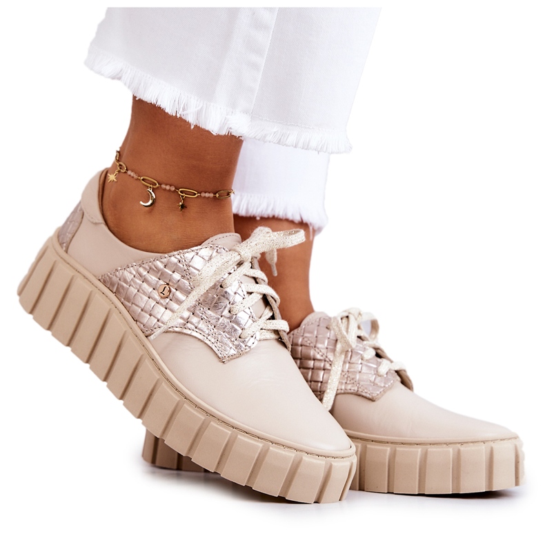 PA1 Chaussures en cuir sur plateforme d'hypnose beige