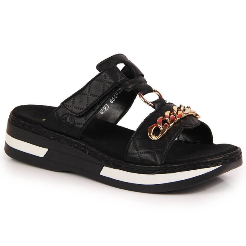 Chaussons Rieker W RKR515 noirs avec chaîne le noir