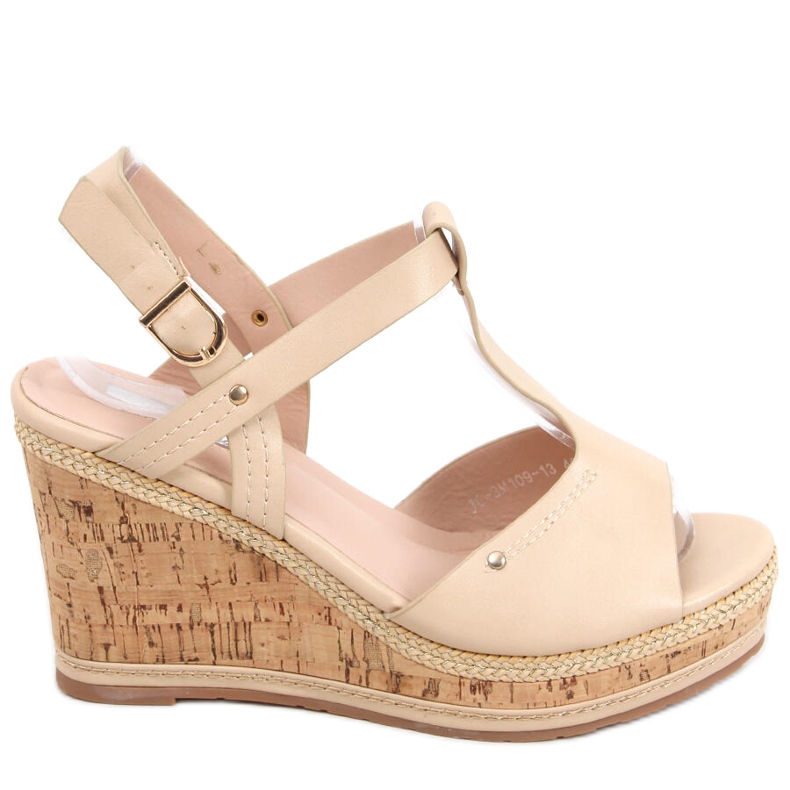 Sandales compensées Nancy Beige