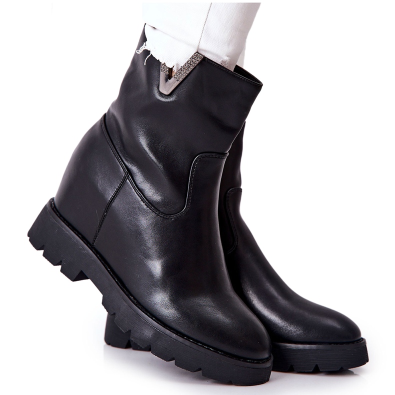 PG1 Bottines noires à semelle compensée cachée avec emblème Tiver le noir