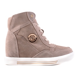 Filippo Baskets compensées en cuir beige