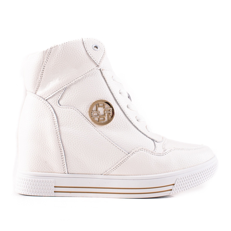 Filippo Baskets compensées en cuir blanche