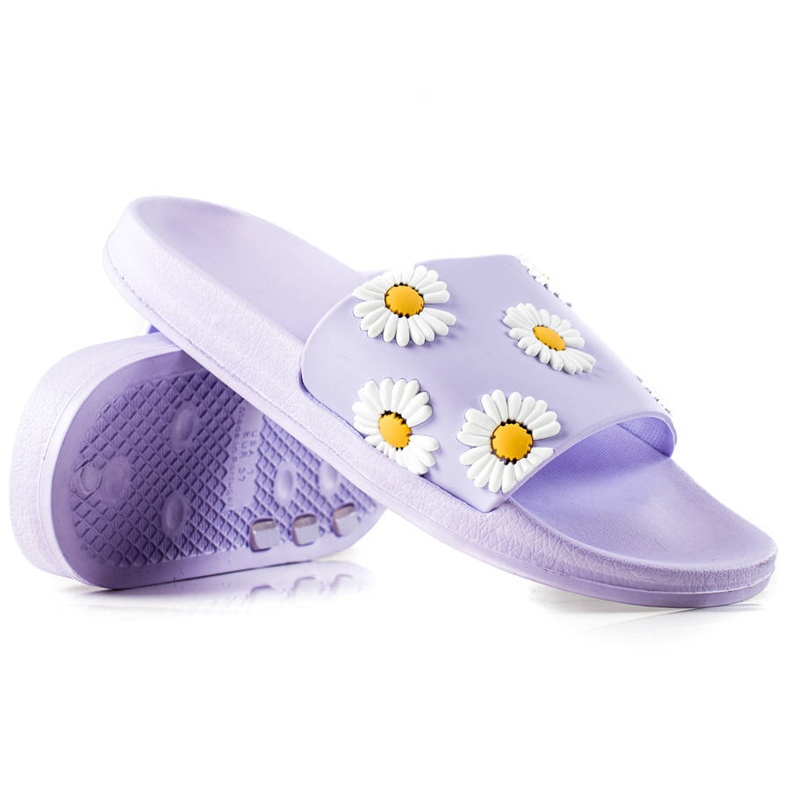 TRENDI Chaussons Violets Aux Marguerites TRENDI Chaussons Violets Aux Marguerites