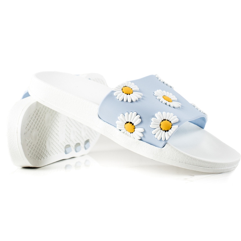 TRENDI Tongs bleues et blanches à marguerites