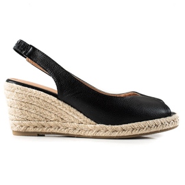 Clowse Sandales Sur Le Coin De Paille noir