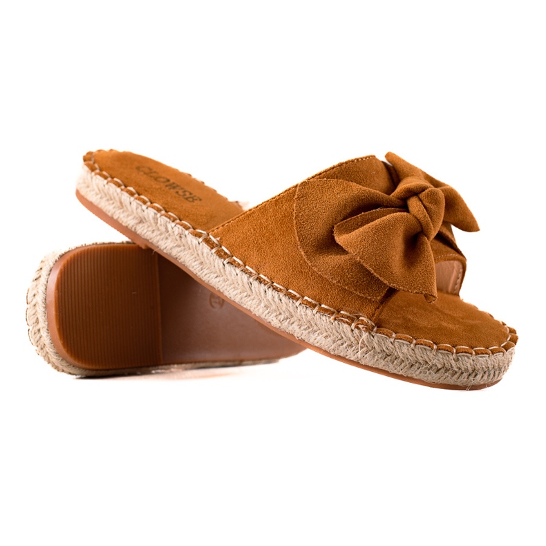TRENDI Chaussons marron à nœud brun