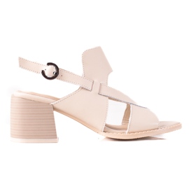Sandales à talons en cuir LA.FI beige