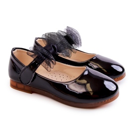 Vinceza Ballerines Enfant Laquées Noires Avec Velcro Carla