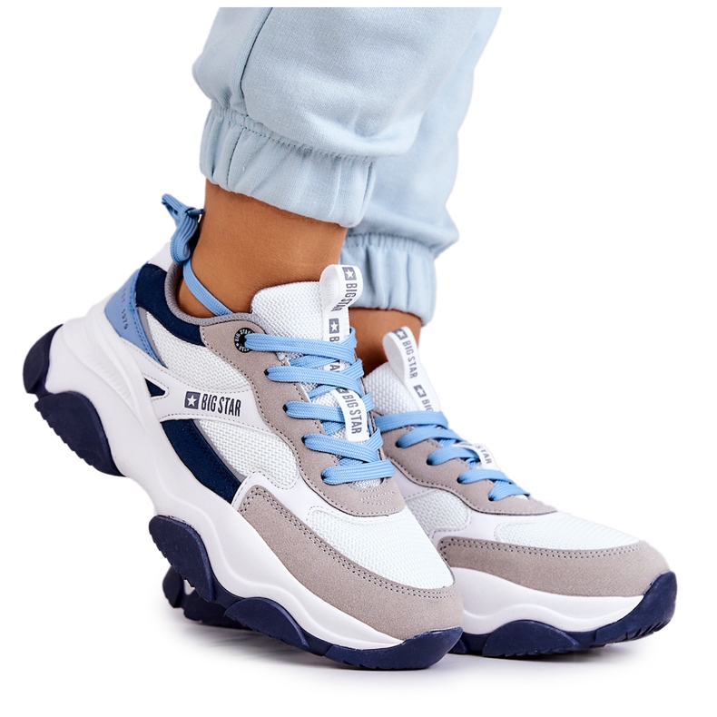 Baskets Femme Chaussures de Sport Big Star JJ274580 Blanc-Bleu blanche bleu marin