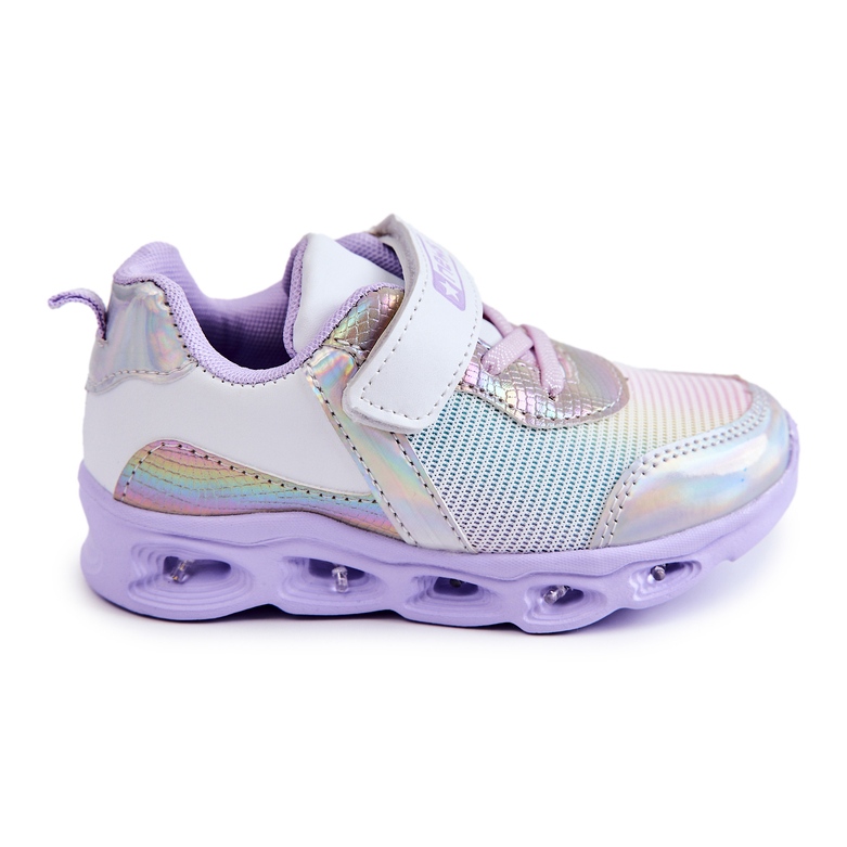 PE1 Chaussures de sport en cuir pour enfant Blanc-Violet Loopsy blanche