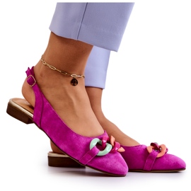 Ballerines En Daim Avec Chaîne Lewski Shoes 3125 Fuchsia rose