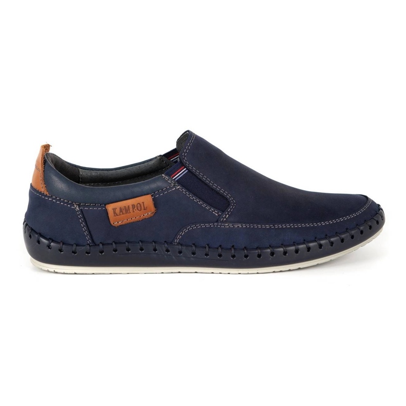 Kampol Mocassin homme cuir perforé 51KAM bleu marine