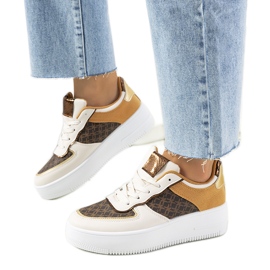 Baskets Manal beiges pour femmes blanc brun